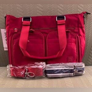IHKWIP Cargo Catchall Tote with 2 Crossbody Straps Burgandy NWT’s